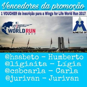 Resultado Sorteio Wings for Life World Run 2017